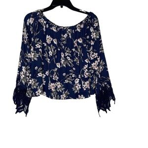 𝅺LUSH floral off the shoulder blouse. Size S. NWOT